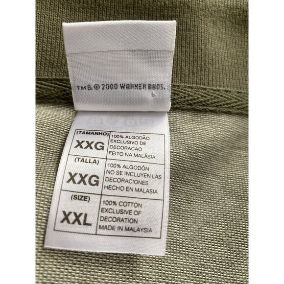 VINTAGE Y2K WARNER BROS. MEN'S FOGHORN LEGHORN KHAKI GREEN POLO SHIRT SZ XXL - Picture 5 of 5